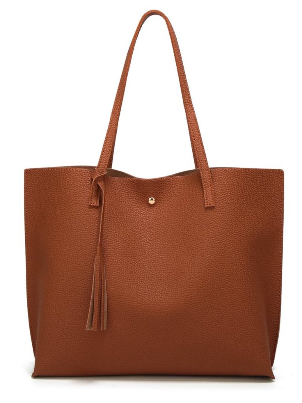 Women's Soft Faux Leather Tote Shoulder Bag from, Big Capacity Tassel Handbag
